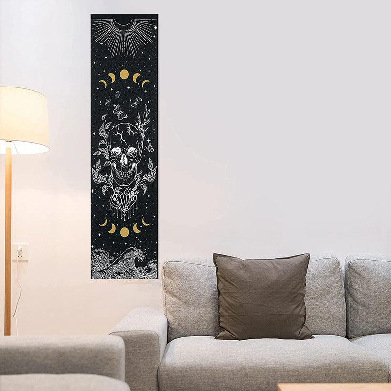 Afralia™ Skull Moon Butterfly Star Tapestry Wall Hanging for Hippie Witchcraft Room Decor