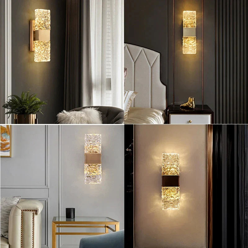 Afralia™ Crystal Nordic LED Wall Lamps | Modern Corrugated Sconces for Home Decor