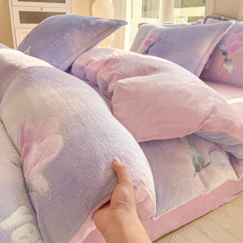 Afralia™ Snowflake Velvet Single Duvet Cover | Cozy Winter Bedding