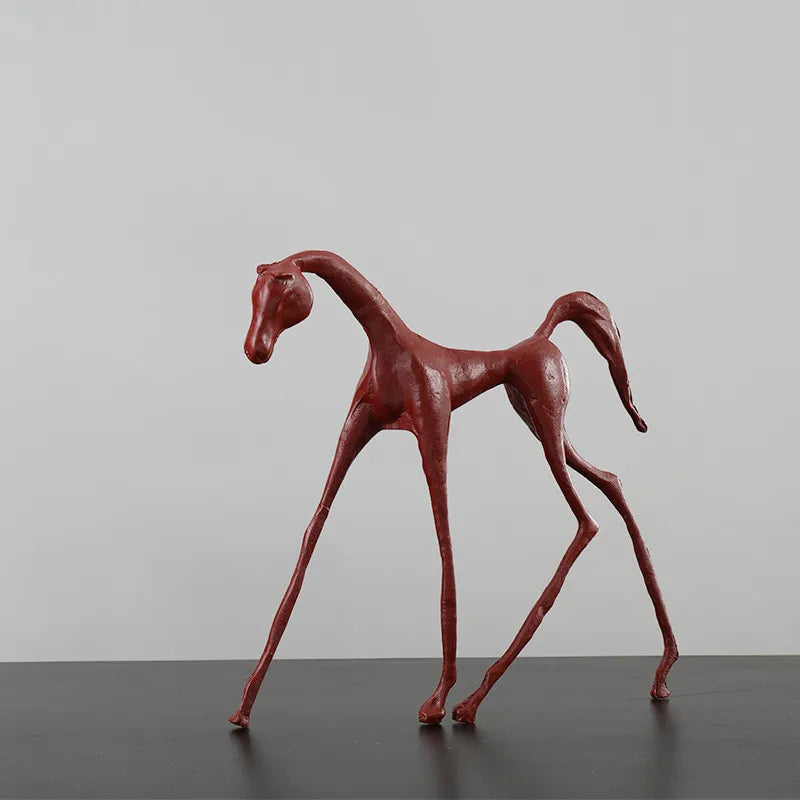 Afralia™ Thin Horse Metal Sculpture Abstract Animal Figurine for Home Decor