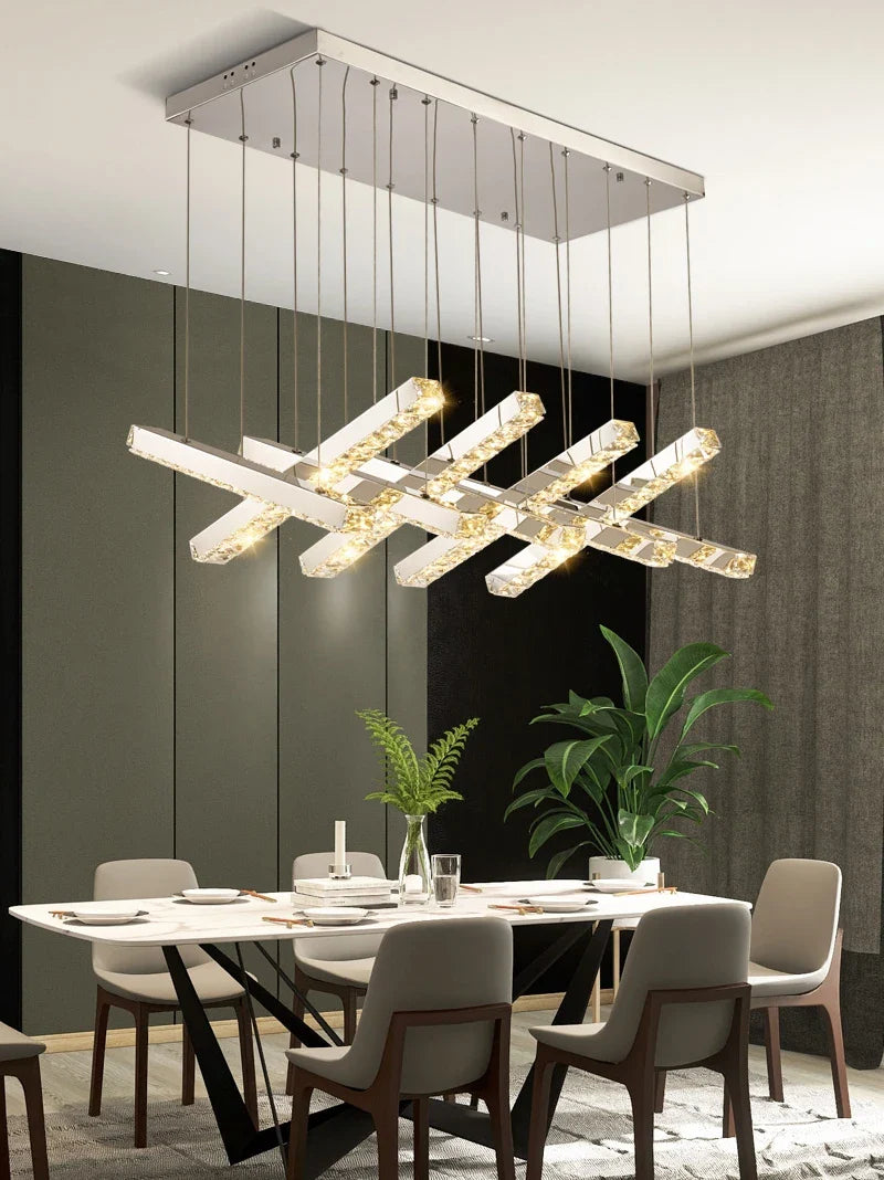 Afralia™ Luxury Crystal LED Pendant Light for Living Room Bar Chandelier