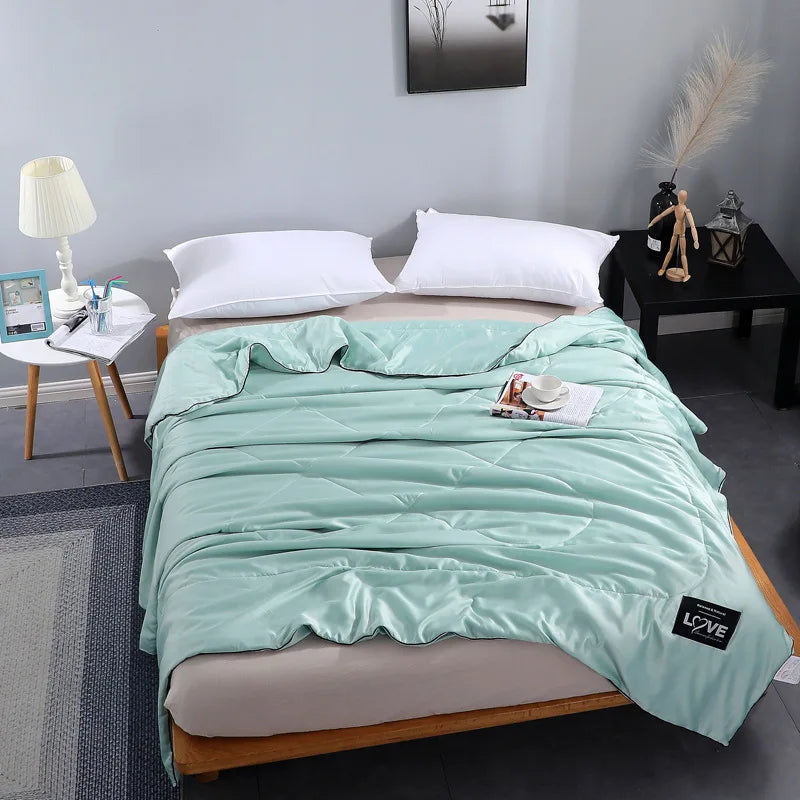 Afralia™ Rayon Quilted Queen Comforter: Luxurious High-End Spring Summer Satin Blanket