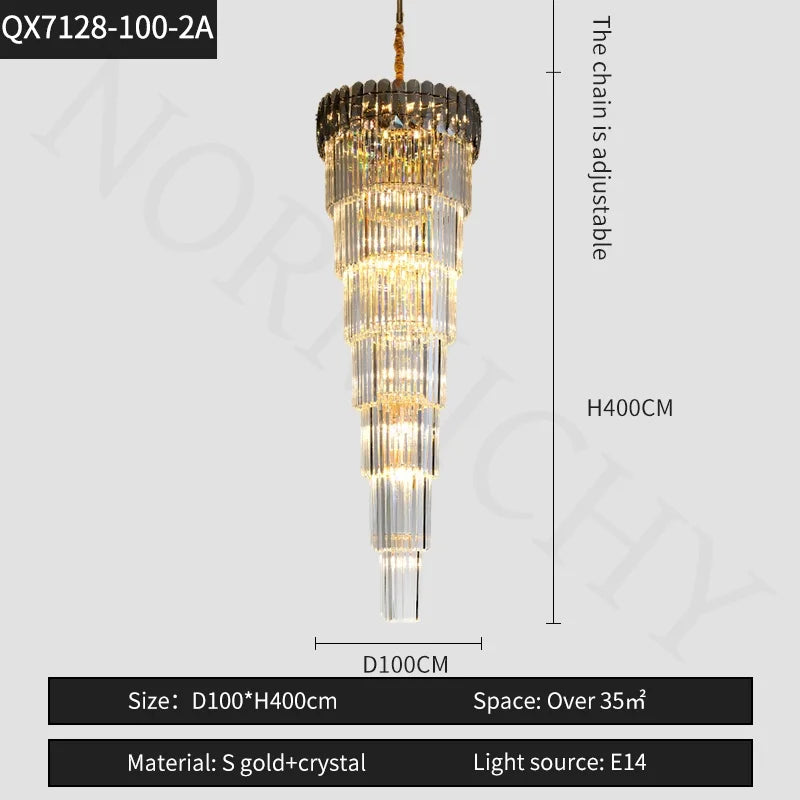 Afralia™ Nordic Duplex Floor Lamp Luxury Villa Pendant Hall Hotel Lobby LED Spiral Staircase