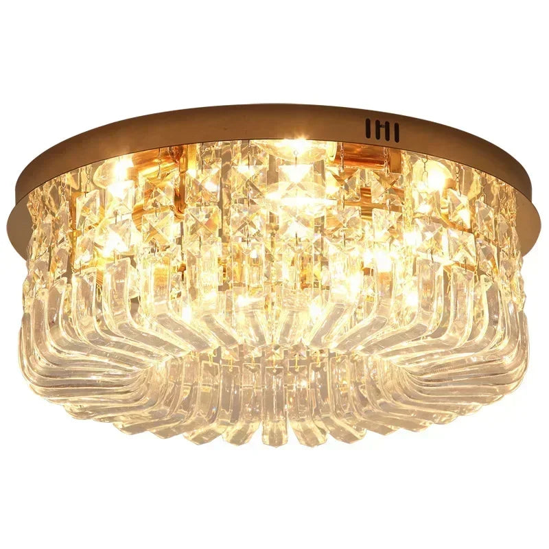 Afralia™ Gold Crystal Ceiling Chandelier - Modern LED Pendant Lighting for Living & Dining Room