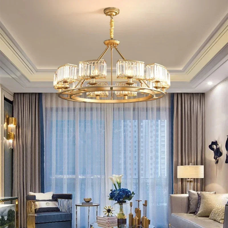 Afralia™ Crystal Pendant Chandelier Light for Living Room Hall Dining Bedroom