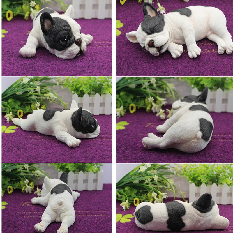 Afralia™ Sleepy Bulldog Sculpture Ornaments for Garden and Car Interior Decor