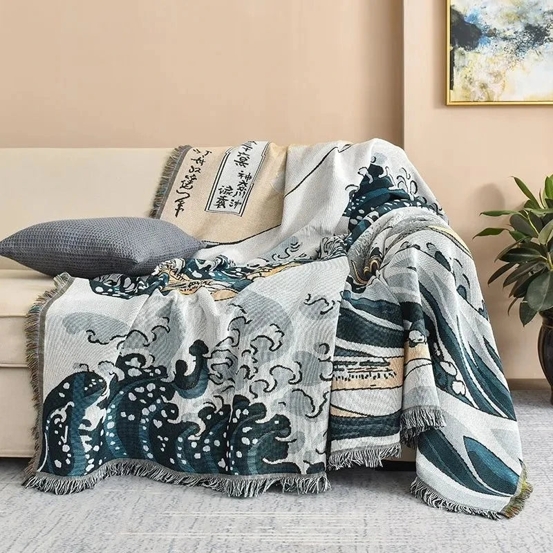 Afralia™ Wave Design Sofa Blanket - Jumbo Size, Double Sofa Cushion Cover