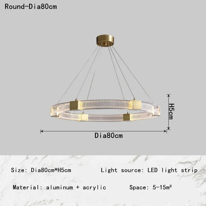 Afralia™ Nordic Oval Ceiling Chandelier Aluminum Acrylic Interior Pendant Light