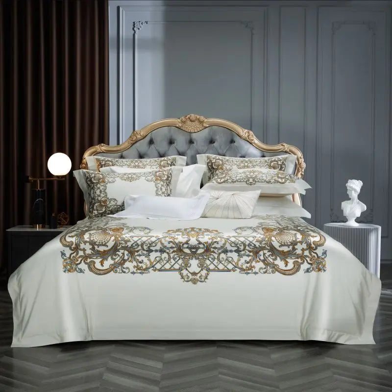 Afralia™ Vintage Printing Luxury Egyptian Cotton Bedding Set