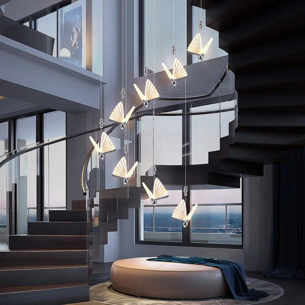 Afralia™ Butterfly LED Chandelier Pendant Light for Modern Living and Dining Spaces