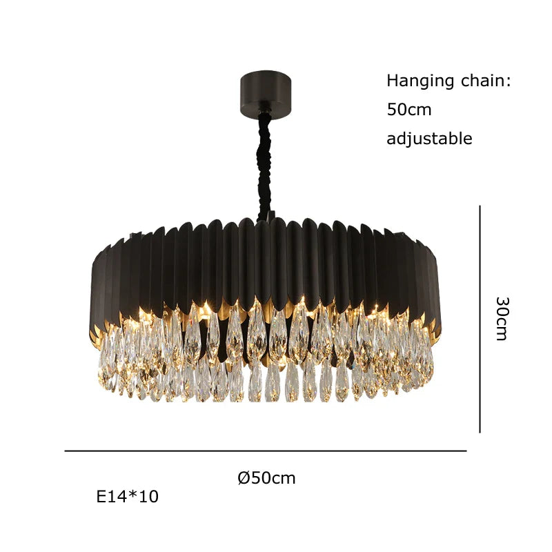 Afralia™ Crystal 2024 Ceiling Chandeliers: Modern Dimmable LED Round Lamps Black
