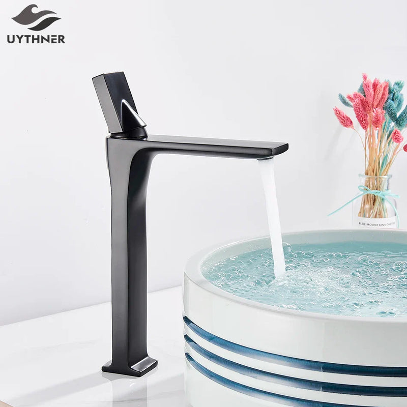 Afralia™ Single Handle Basin Faucet with Hot and Cold Water Mixer for Bathroom Sink