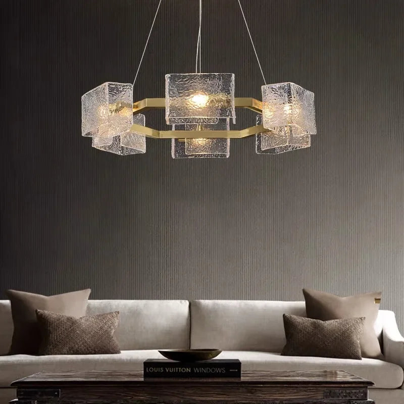 Afralia™ LED Ripples Glass Chandelier: Modern Luxury for Living Room, Bedroom, Kitchen, Bar