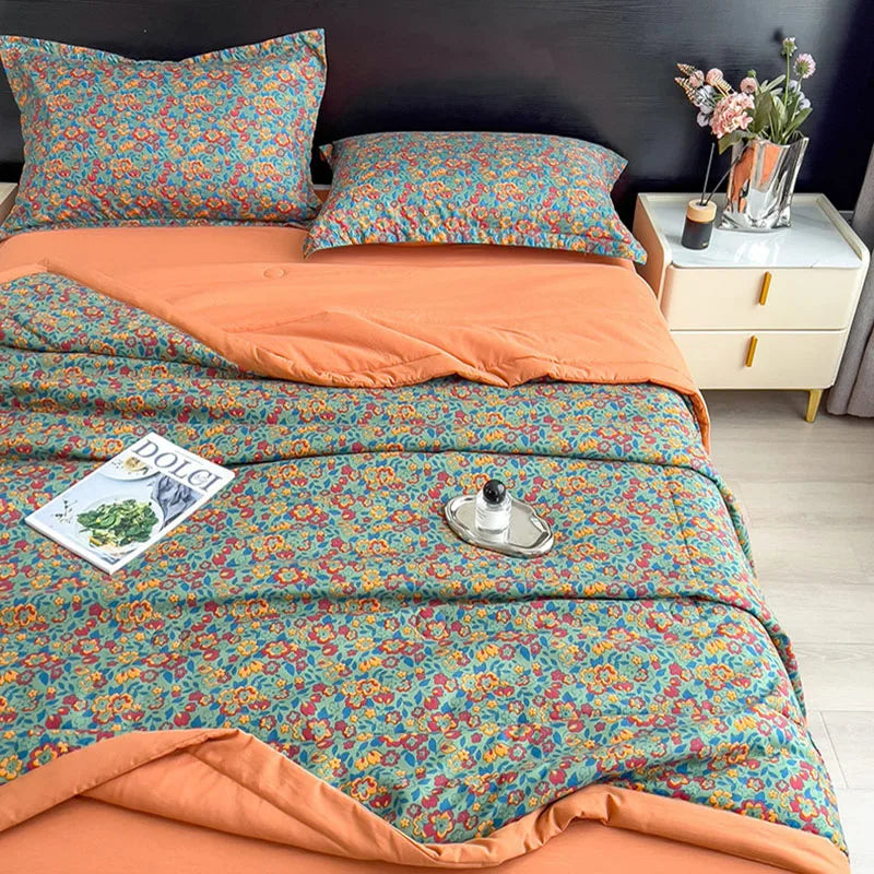 Afralia™ Retro Print Summer Cooling Comforter for Queen/King Beds