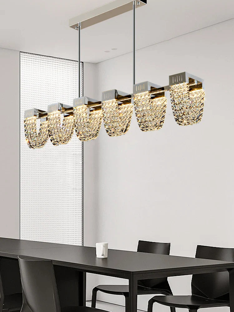 Afralia™ Crystal Pendant Light for Ceiling and Dining Room Decor - Luxe Stainless Steel Chandelier