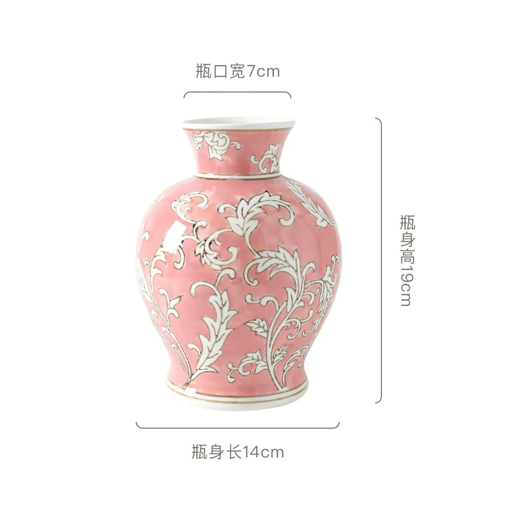 Afralia™ Blue White Porcelain Vase Chinese Retro Home Decor Flower Vase