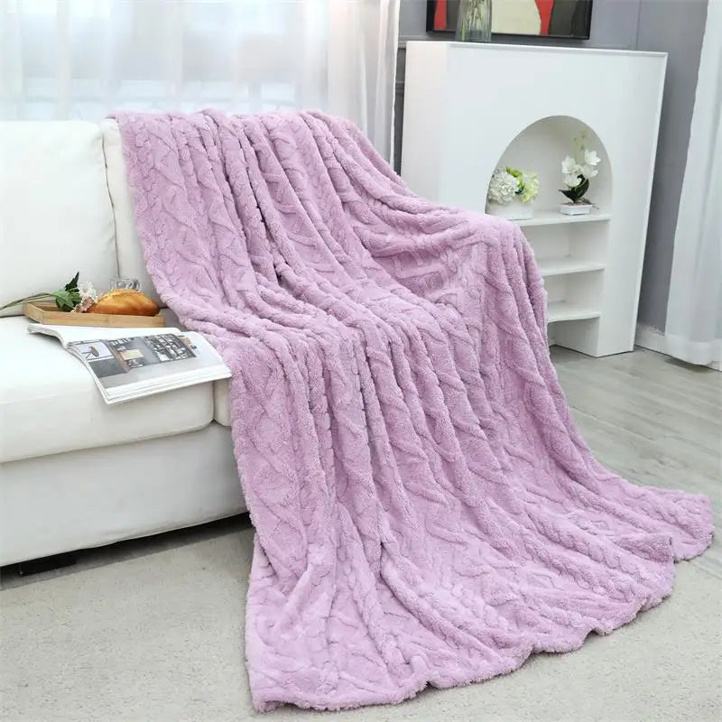 Luxury Jacquard Coral Fleece Blanket by Afralia™