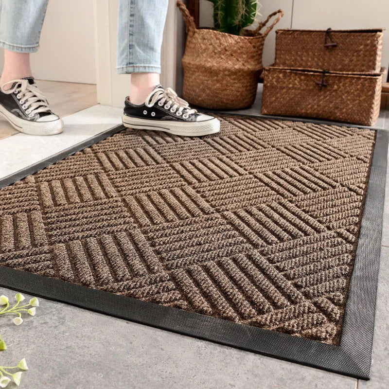 Afralia™ Rubber Front Door Mat | Shoe Scraper | Indoor Outdoor Doormat | Dirt Resistant Mats
