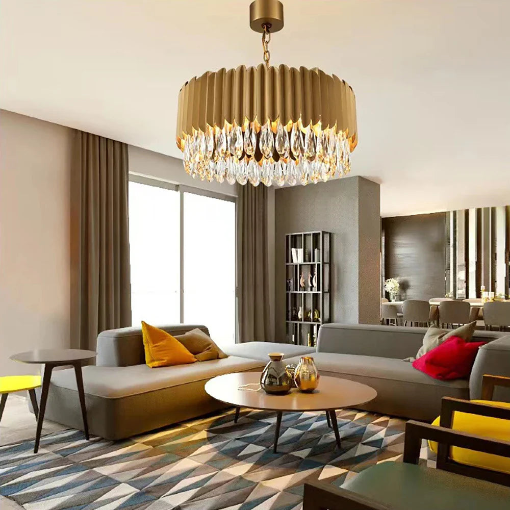 Afralia™ Luxury Crystal Chandeliers Dimmable LED Ceiling Lamps for Dining Room