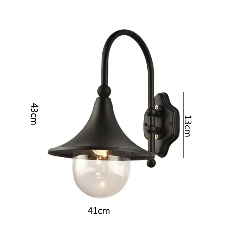 Afralia™ Black Outdoor Wall Lamp for Country Garden Villa Aisle Balcony Lighting