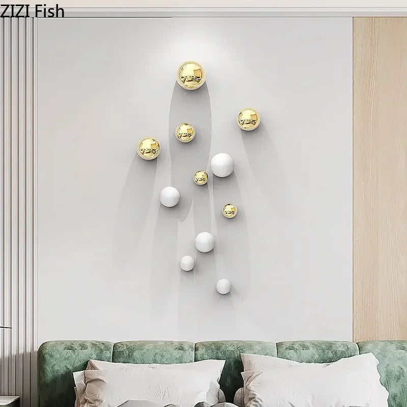 Afralia™ Metal Ball Wall Ornaments Decor for Living Room Aesthetics