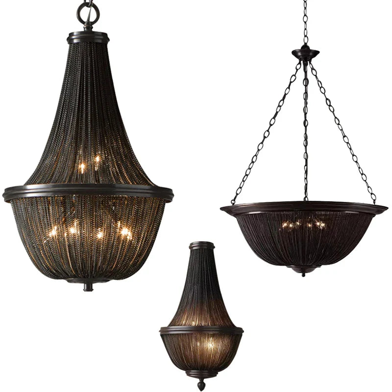 Afralia™ Black Tassel Ceiling Chandelier: Designer Dimmable Home Decor for Living Room