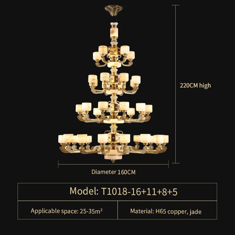 Afralia™ Natural Jade Chandelier - Luxurious Zhongshan Lamps for Dining, Bedroom, and Living Room