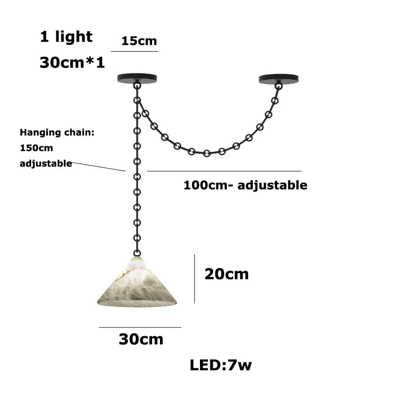 Afralia™ Gold Black Pendant Chain LED Lucite Chandelier - Indoor Bedroom Ceiling Light Fixtures
