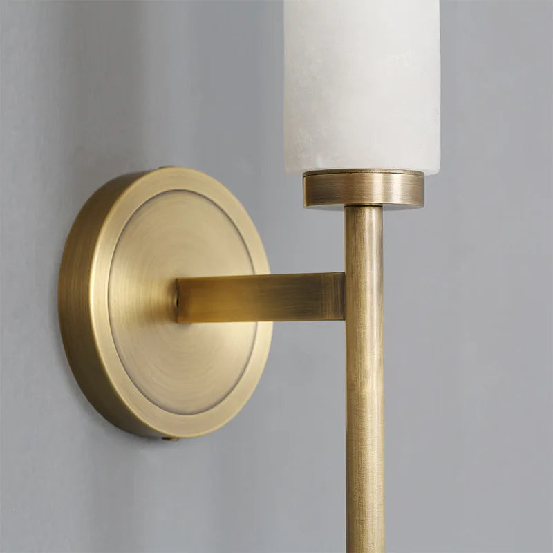 Afralia™ Natural Marble LED Wall Lights Copper, Elegant Foyer TV Background Sconce for Bedroom.