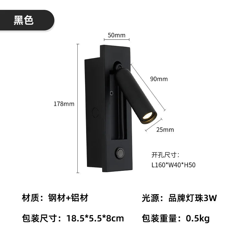 Afralia™ 3W LED Mounted Headboard Wall Light for Bedroom and Hotel