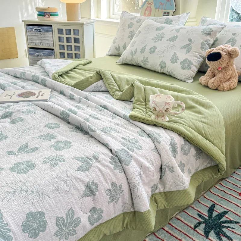 Afralia™ Floral Printed Quilted Bubble Cotton Duvet for Summer - Ultra-Soft Skin-Friendly Bedding