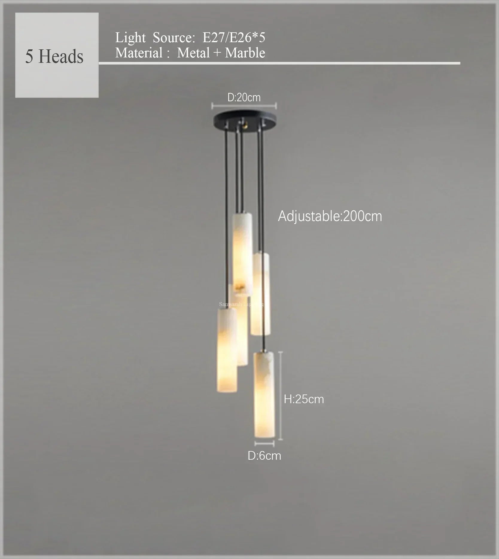 Afralia™ Nordic Marble Pendant Light Adjustable Loft Lighting for Bedroom Hall Restaurant