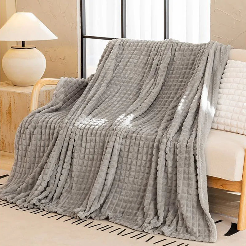 Afralia™ Nordic Flannel Checkered Blanket, Soft Queen King Size Sofa Decoration