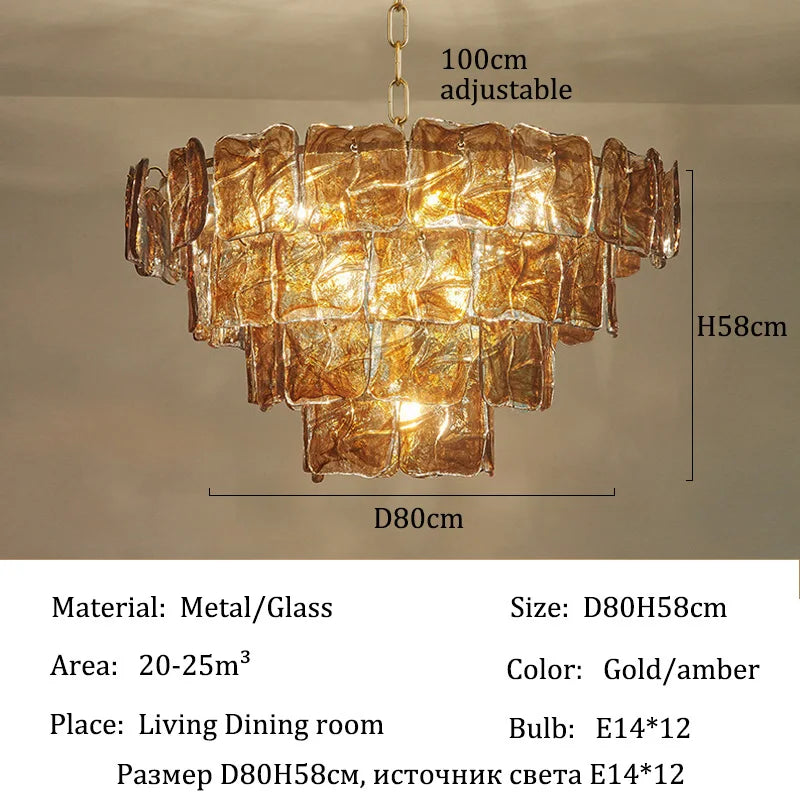 Afralia™ Murano Glass Chandelier Light Ceiling Hanging Lamps Modern Chandeliers - Living Room Dining Table