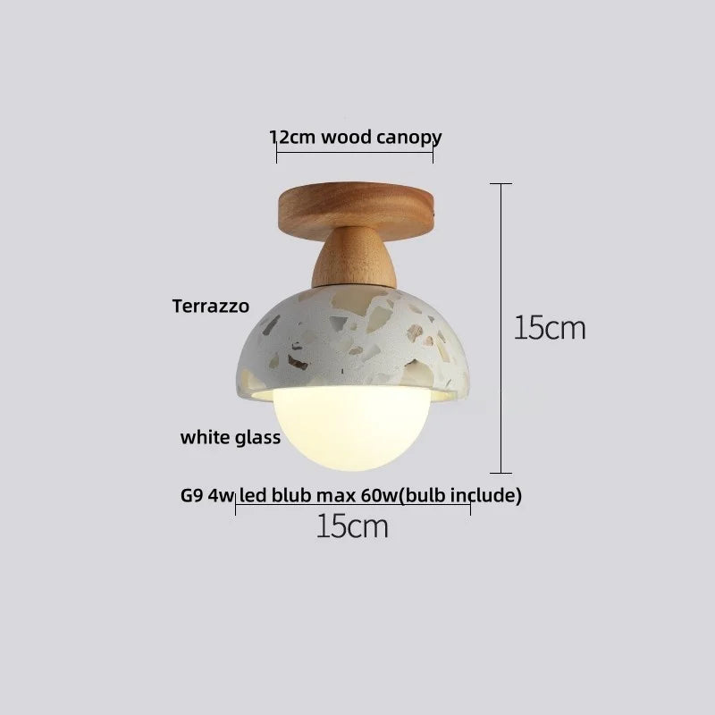 Afralia™ Wabi Sabi LED Ceiling Lights for Corridor, Stair, Restaurant, Terrazzo, Marble Stone & Wood
