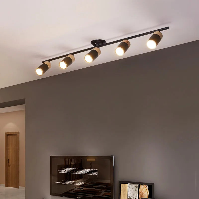 Afralia™ Nordic Wood Chandeliers & Spotlights - Black/White Decor Lighting for Living Room, Bedroom & Corridor