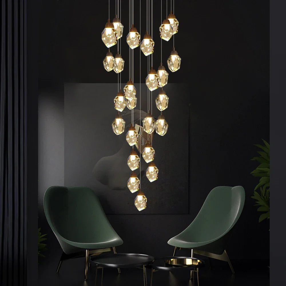 Afralia™ Crystal LED Chandelier: Modern Staircase & Living Room Pendant Light Fixture