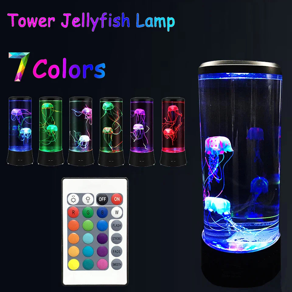 Afralia™ Jellyfish Lamp: Remote Control LED Night Light, Color Changing Aquarium Décor, USB Charging