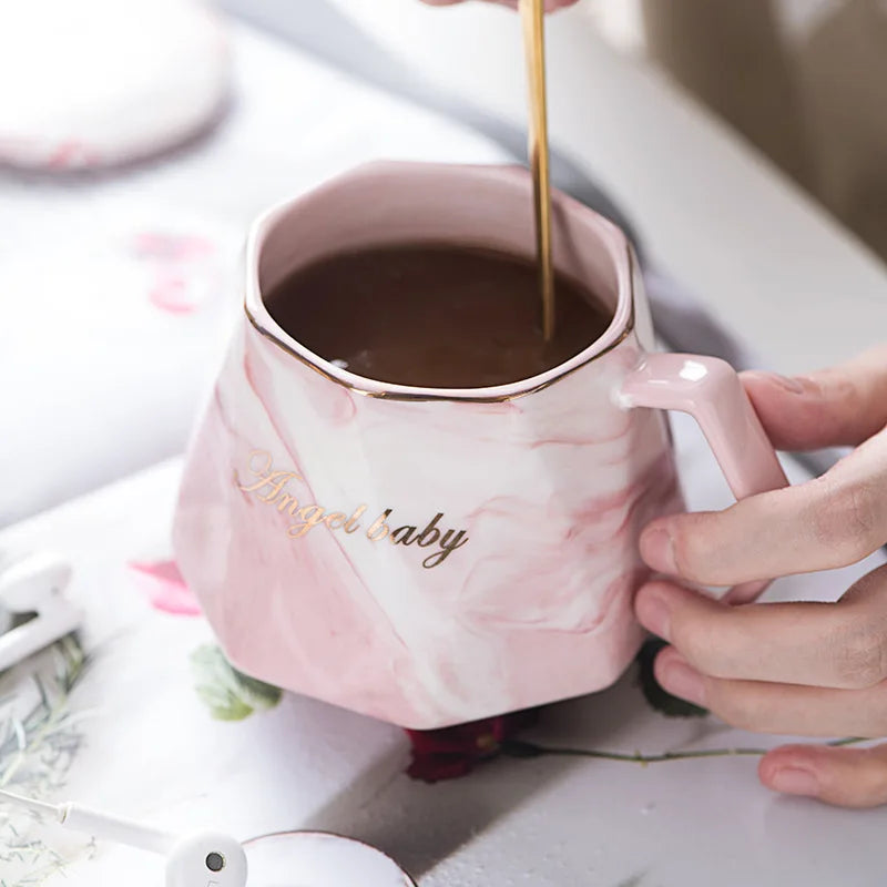 Afralia™ Marbled Ceramic Coffee Mug Set, Nordic Design, Ideal for Couples, Weddings, and Gifts