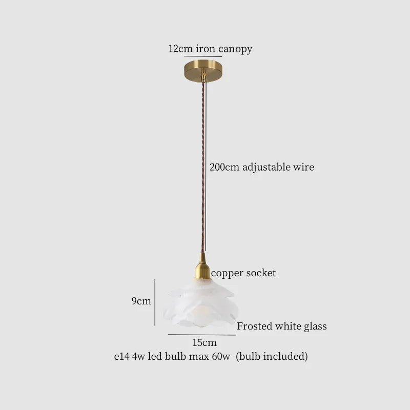 Afralia™ Small Flower LED Pendant Light - French Vintage Style for Bedroom, Living, Dining Room