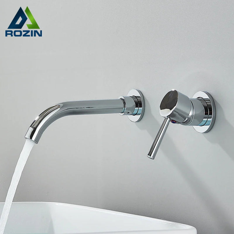 Afralia™ Black Wall Mounted Basin Faucet with Single Handle Hot Cold Water Mixer Tap