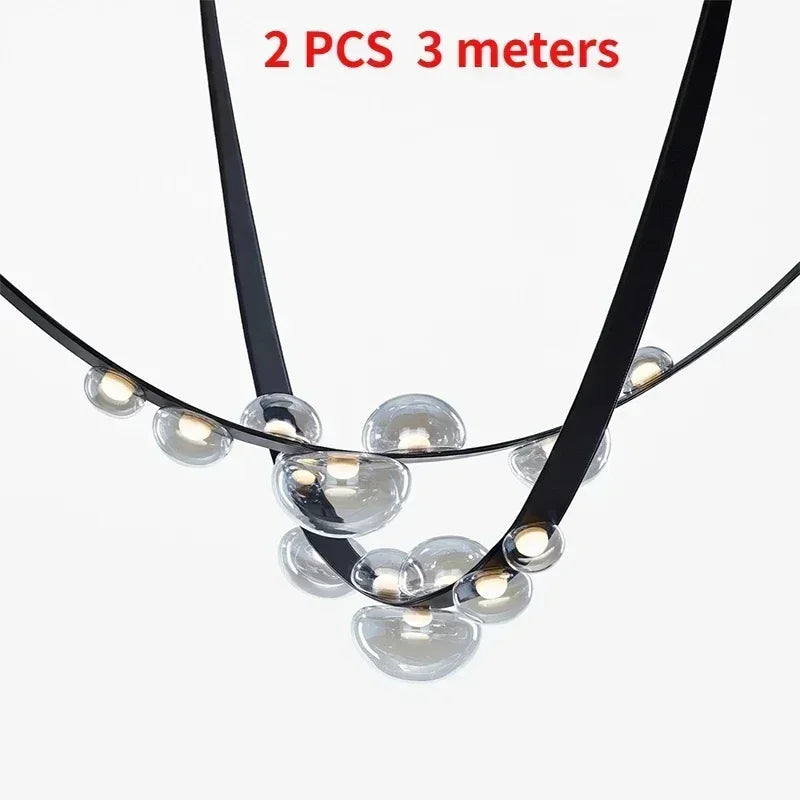 Afralia™ Modern LED Leather Strap Ceiling Pendant Light for Living Room Dining Chandelier