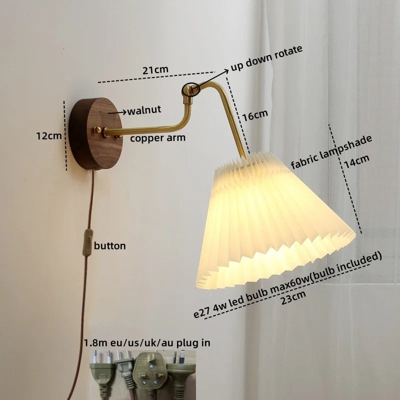 Afralia™ Copper LED Wall Sconce Pull Chain Switch Stair Light Fixtures