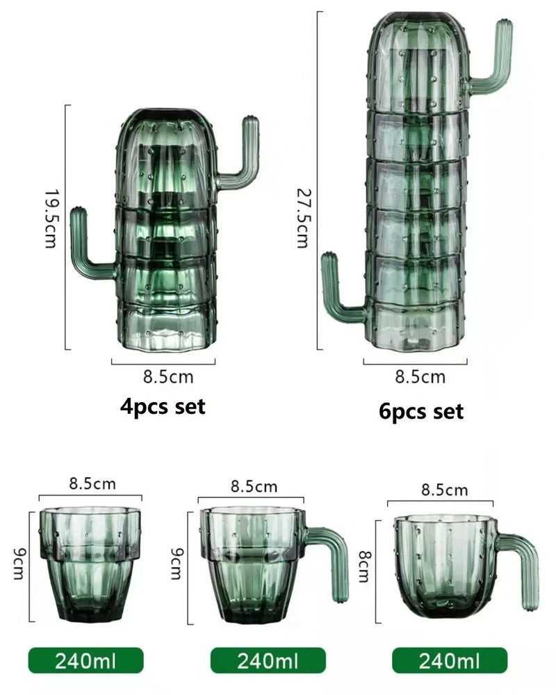 Afralia™ Cactus Glass Mug 240ml: Creative Office Home Kitchen Drinking Cup
