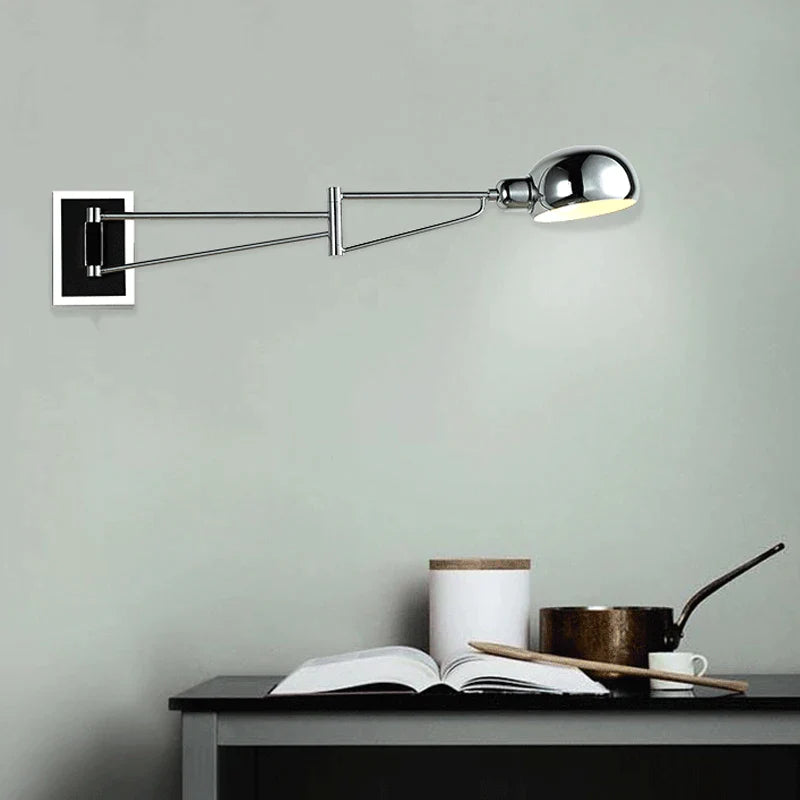 Afralia™ Foldable LED Wall Lamp with Switch for Bedroom, Study, Living Room - Retractable & Eye-Friendly