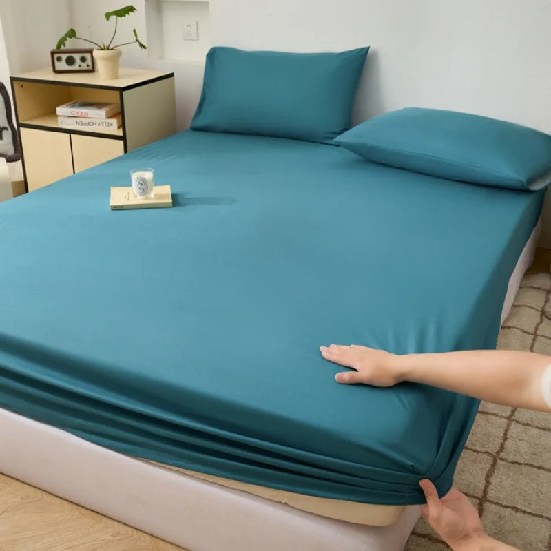 Afralia™ Tropical Palm Leaf Print Double Bed Fitted Sheet - Soft & Comfortable All-Season Mattress Protector