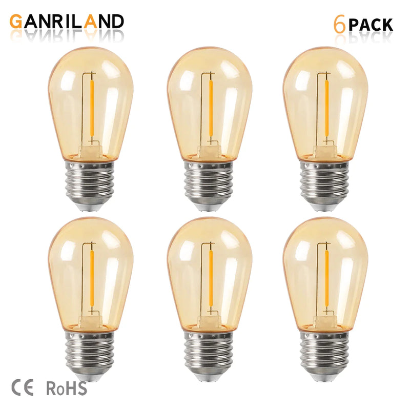 Afralia™ Amber Plastic Bulbs: Waterproof 2700K LED E27 String Light for Patio Outdoor Decor