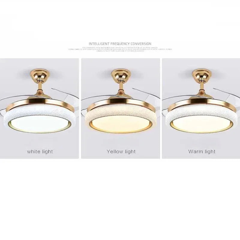 Afralia™ 42" Invisible Ceiling Fan Light Remote Control LED Retractable Blades.