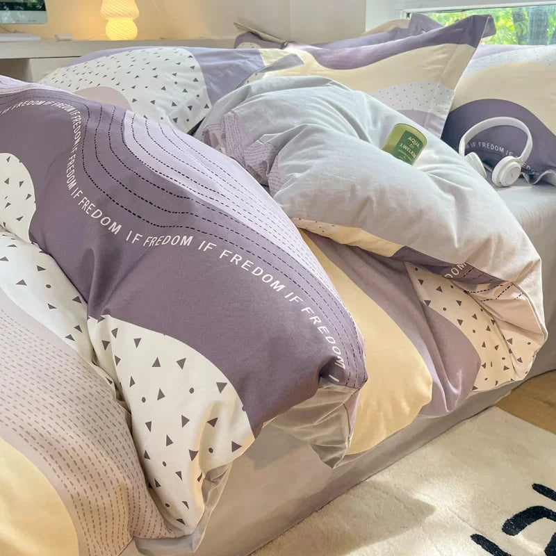 Afralia™ Fashion Flower Print Cotton Duvet Cover Set for All Seasons