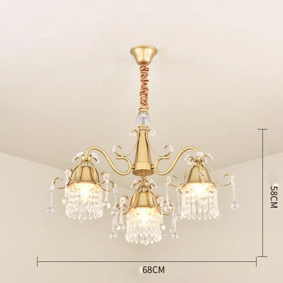 Afralia™ Iron Crystal Chandelier: Retro & Creative Lighting for Living Room, Bedroom, Dining Room